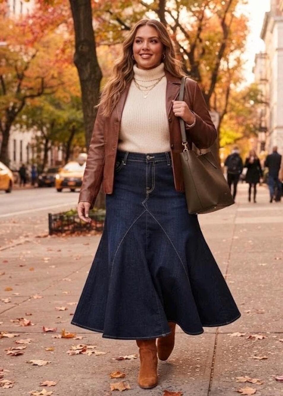 Vintage Y2K Ashley Stewart Denim Maxi Skirt - Size 14 Wide